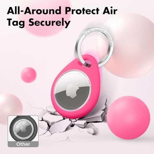 Image of UNBREAKcable 4 Pack Holder for Apple AirTag [Fit Tightly Design] [Hold Air Tag Securely] [Easy to Install] Protective Case Waterproof TPU Shell with 304 Stainless Steel Key Ring Keychain, 4 Color