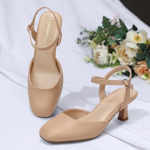 2.2 Inch Kitten Heels for Women Closed Toe Dress Shoes for Women Comfortable Dressy Low Stiletto Heel with Ankle Strap Womens Pumps4