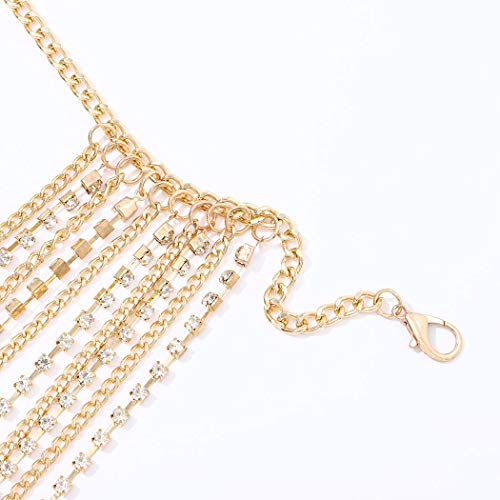 Brishow Rhinestone Body Chains Layered Crystal Waist Chain Beach Bikini Fashion Body Jewelry Accessories for Women and Girls (Gold)