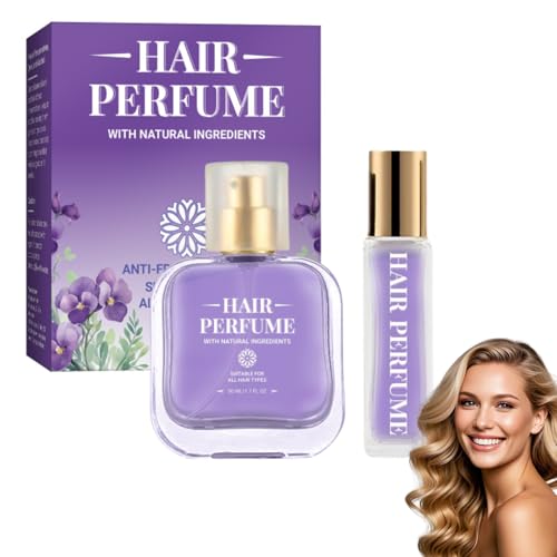 Hair Perfume, Honey Infused Hair Perfume for Woman, 50ml + 10ml Travel Size Hair Fragrance Odors Remove and Nourishing Hair, Premium and Long-lasting Scent, 1.75 Fl. Oz (purple)