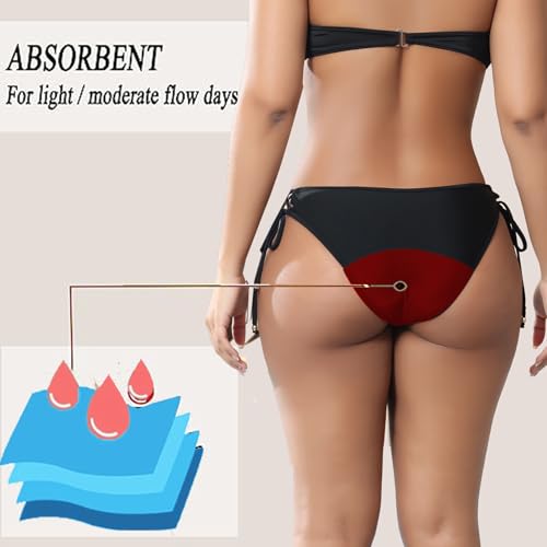 SherryDC Women Period Swimwear Menstrual Bikini Bottoms Tie Side Bathing Suit Leakproof Swim Bottoms for Teens, Grils4