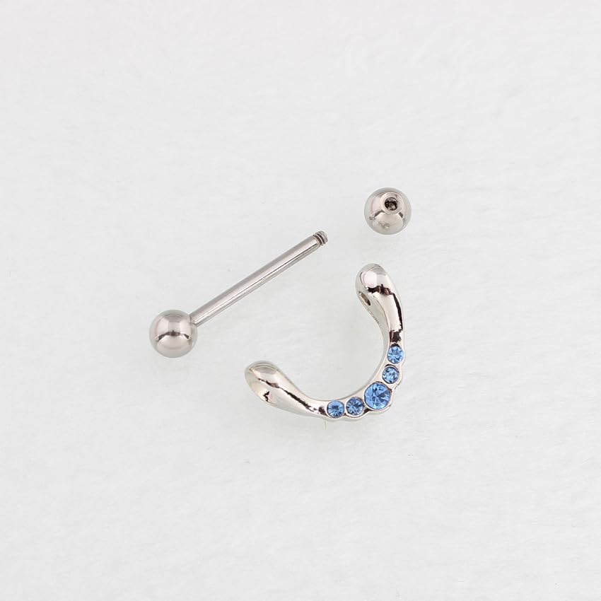 14G Blue CZ Surgical Steel Nipple Rings for Women Nipple Barbell Straight Bar Nipplerings Nipple Shield Studs Dainty Body Piercing Jewelry - Image 3