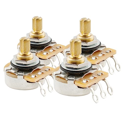 CTS 450G A250K Pots Brass Short Split Shaft 1/4 Inch 10% Audio Taper Potentiometers for Electric Guitar Bass (Set of 4)