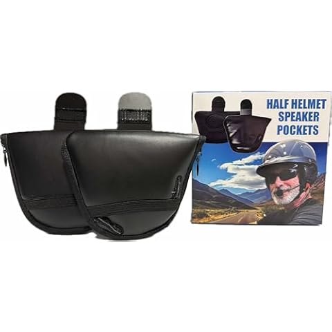 Half Helmet Speaker Pouch Speaker Pockets Ear Protection Pads | Professional installation of all Bluetooth Headsets and Corded Headsets | Proper Microphone Placement | Works with Narrow or Wide Straps Cover