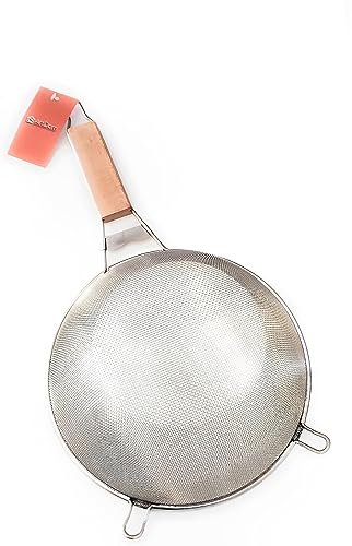 ArtDom Peneira de Inox 24cm ø - Peneira Aço Inox Com Cabo de Madeira