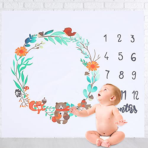 Yardwe Marco Mensal Do Bebê Cobertor Macio Fotografia Memória Animais Cobertores Foto Pano De Fundo