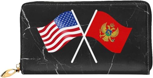 American And Montenegro Flag Wallet Card Bag
