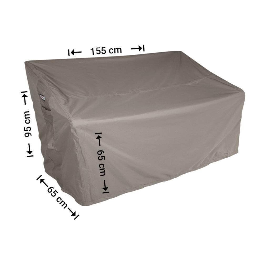 Abdeckung für Gartenbank 155 x 65 H: 95/65 cm | Atmungsaktiv | Wasserdicht | UV - beständig | Doppelt genähte, PU-versiegelte Naht | Elastischer Kordelzug |