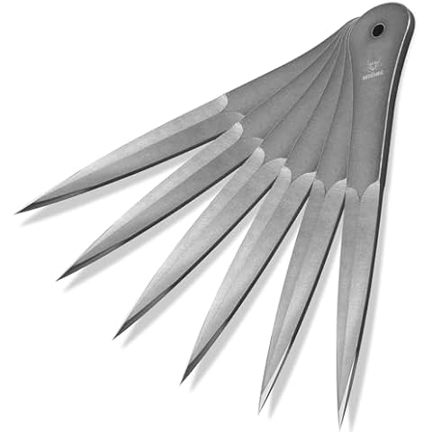 WICING 9.5 Inch Throwing Spikes - 0.236" Thick Full Tang Design, with Nylon Sheaths for Recreation and Competition - 6 Pack Cover