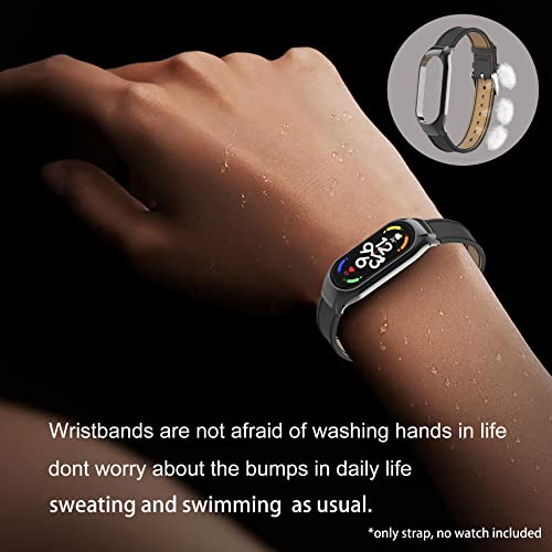 BDIG Replacement Strap for Mi Band 7, Soft Nylon Strap Wristband WatchBand Accessories for Mi Band 7, Leather Black - Image 4