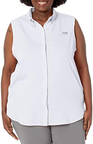 Columbia Women's Plus Size Tamiami Sleeveless Shirt, White, 3X