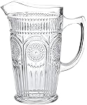 Kingrol 50 oz Glass Pitcher, Vintage Water Carafe Jug for Ice Tea, Juice, Milk, Beverages, Heat Resistant Glass Carafe for Hot/Cold Water