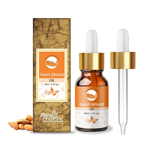 Crysalis Sweet Almond Oil 100% Pure & Natural Undiluted Essential Oil Organic Standard/Cold Pressed for Body & Face Oil Reduces Puffiness & Undereye Dark Circles Skin Toner, 30ml