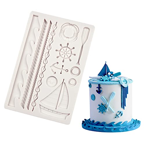 ICOCONG 1 pc Sailboat Silicone Molds, Rudder Pirate Theme Fondant Mold