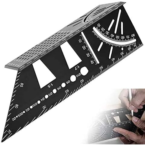 3D Mitre Angle Measuring Template Tool 45°/90° Angle T Shape Dovetail Joint Aluminum Alloy Woodworking Square Size Measure Ruler Cover