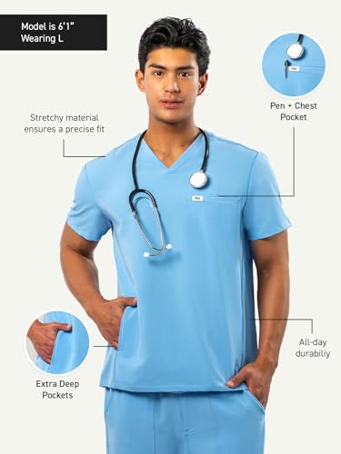 Image of Peelz Peter 4-Pocket V-Neck Scrub Tops for Men - Soft Stretch Fabric Top, Men's Scrubs, Slim Fit