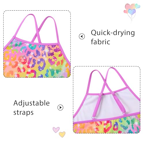 Image of Girls Tankini Swimsuit Mermaid Bathing Suits Criss-Cross Strap Adjustable Summer Beach Two Piece Swimwear Size 4-12