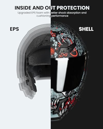 Image of ILM Motorcycle Helmets for Adult Men Women Full Face DOT ECE Powersports Dual Visor Street Racing Helmet with Pinlock Cascos para Motos Model MF509 (Mythology Red, 2XL)
