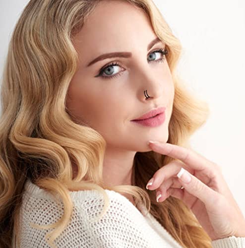 18G & 20G Double Nose Ring for Single Piercing - Stainless Steel Left & Right Spiral Hoops2