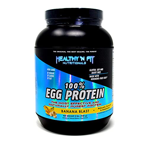 Healthy N Fit 100% Egg Protein- Banana (2Lb): 100% Egg White Protein Plus Natural Peptides. Naturally Sweetened, Keto, Paleo Friendly #TOP6