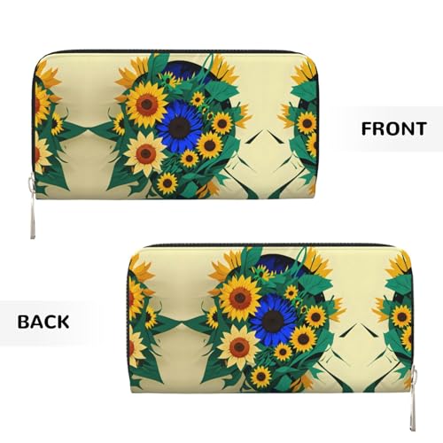 Sunflower Pattern Print Womens Wallet, Ladies Credit Card Holder, Phone Wallet Purses, Long Clutch Hand Bag3