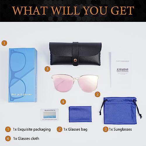 Image of Trendy TAC Polarized Square Sunglasses for Women Men, Oversized Lightweight TR90 Frame UV400 Protection