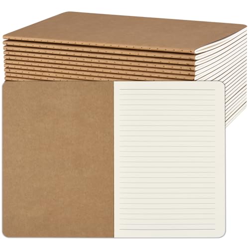 ZCZN A5 Cahiers Lignés Kraft 60 Pages par Bloc，Lot of 24 Blocs Carnet de Notes，80 gsm，Bloc Note Carnet Dessin，30 Feuillets Lignés