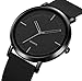 Unisex Wrist Watches Fashion Simple Analog Quartz Wrist Watches Silicone Strap Waterproof Watch Women Men Watches (Black)