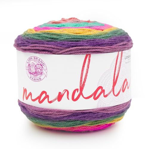 Image of Lion Brand Yarn, Mandala DK Lightweight Yarn for Knitting, Crochet, and Crafts, Mantis, 1 Pack, Self-Striping Acrylic Fiber for Baby Blankets, Multicolor Shawls and Variegated Cardigans
