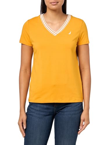 Image of Nautica Women's Solid V-Neck Short Sleeve T-Shirt Shirt