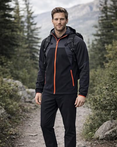 Image of Spyder Mens Softshell Jacket - Faux Fur Lined Water Wind Resistant Performance Mens Fleece Jacket for Hiking Running Jogging