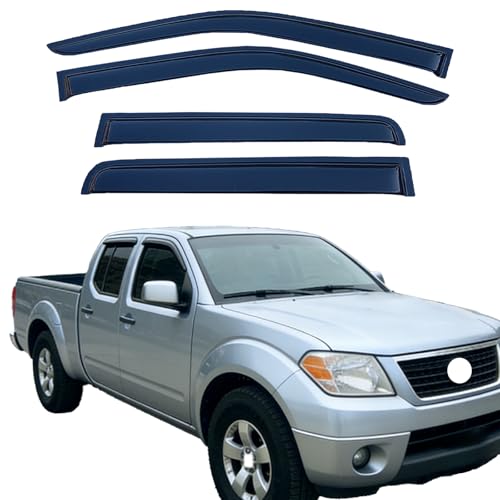 Exterior Tape On Window Visors Deflectors for Nissan Frontier Crew Cab 2005-2021,Side Vent Rain Guard Shade for Frontier 05-21 Crew Cab,Weatherproof & Easy Installation,Truck Accessories-4pcs