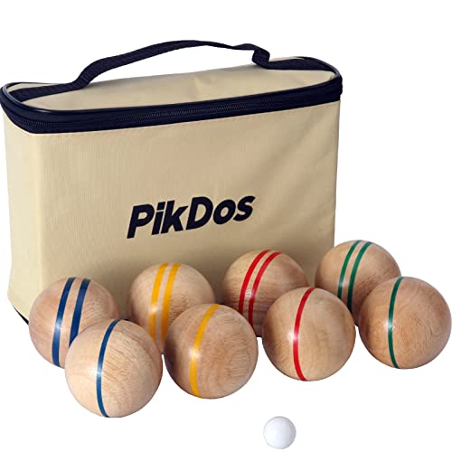 PikDos Wooden Bocce Balls Set Outdoor Family Bocce Games for ...