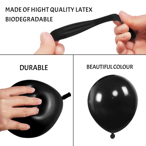 Image of Black Balloons 110Pcs, 5 Inch Small Black Latex Party Balloons, Mini Thick Black Birthday Balloons for Wedding Baby Shower Decorations.