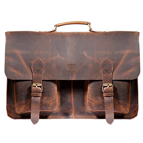 Vintage Handmade Leather Messenger Bag Laptop Briefcase Computer Satchel Bag for Men (18 Inches) - Thumbnail 4