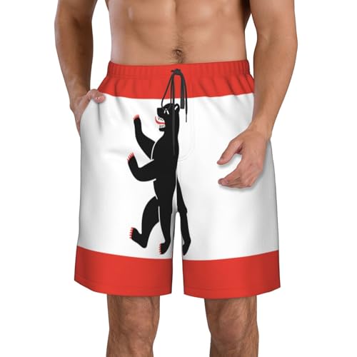 Berlin Flag Men's Beach Pants-Quick-Dry & Comfortable Mens Beach Shorts for Men, Perfect for Surfing and Everyday Wear White