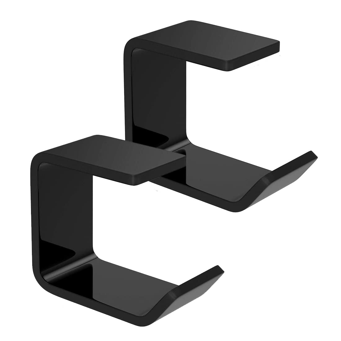 OIVO INDIA Black Acrylic Under-Desk & Wall Adhesive Headset Hanger Headphone Stand (Pack of 2)