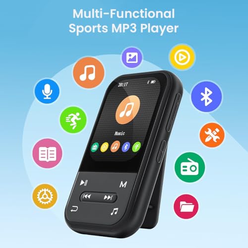 Image of AUDIOCULAR X20 Clip MP3 Music Player Bluetooth 5.3 with FM Radio Voice Recorder E-Book Video Player Pedometer Alarm Clock Portable Music Player 32GB Expandable to 128GB (Black)
