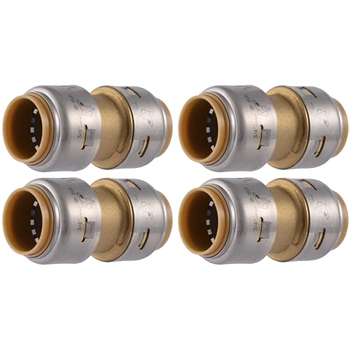 Image of SharkBite Max 3 /4 Inch Coupling, Pack of 4, Push to Connect Brass Plumbing Fitting, PEX Pipe, Copper, CPVC, PE-RT, HDPE, UR016A8