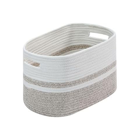 ASHOP Rectangular Woven Baskets for Storage Small Cotton Rope Storage Basket Towel Baskets for Bathroom Decorative Storage Bins Cover