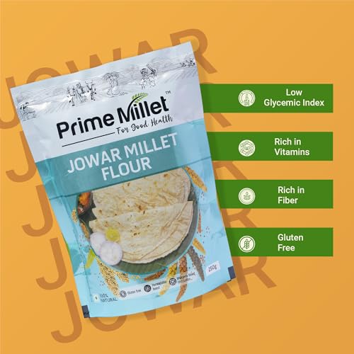 Image of Prime Millet For Good Health Organic Jowar Flour | Whole Jowar Grain | High Fiber | Stone Ground | Premium Quality | Healthy Flour for Roti, Bhakri, Dosa & Everyday Meals, 1.5 Kg(Pack of 2 x 750g)