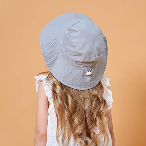 Mini angel Baby Sun Hat Kids Summer UPF 50+ Sun Protection Beach Wide Brim Toddler Baby Boy Girl Bucket Hat 2 Pcs (Solid Navy+Grey,2-6Years) — view 3
