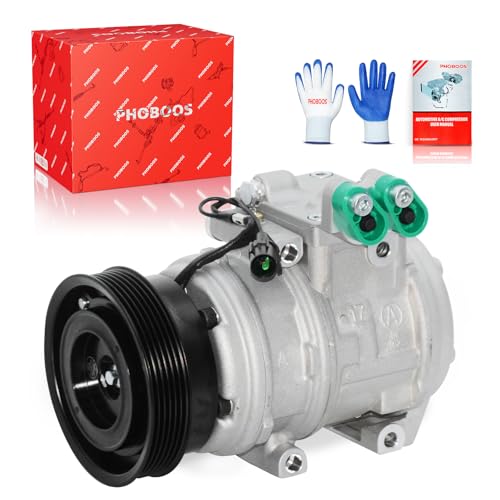 Image of PHOBOOS A /C compressor with Clutch Compatible with Hyundai Tucson 2005-2009 V6 2.7L & Kia Sportage 2005-2007 V6 2.7L, 10PA17C Style, Fast Cooling, Low Noise, Easy Installation, Ref. CO22019C