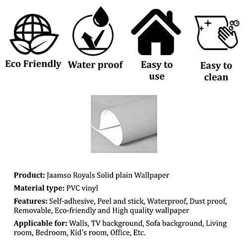 Image of JAAMSO ROYALS Light Gray Plain matt Wallpaper - Self Adhesive, Water Proof, Peel and Stick Sticker (60 CMx 200 CM, Light Gray)