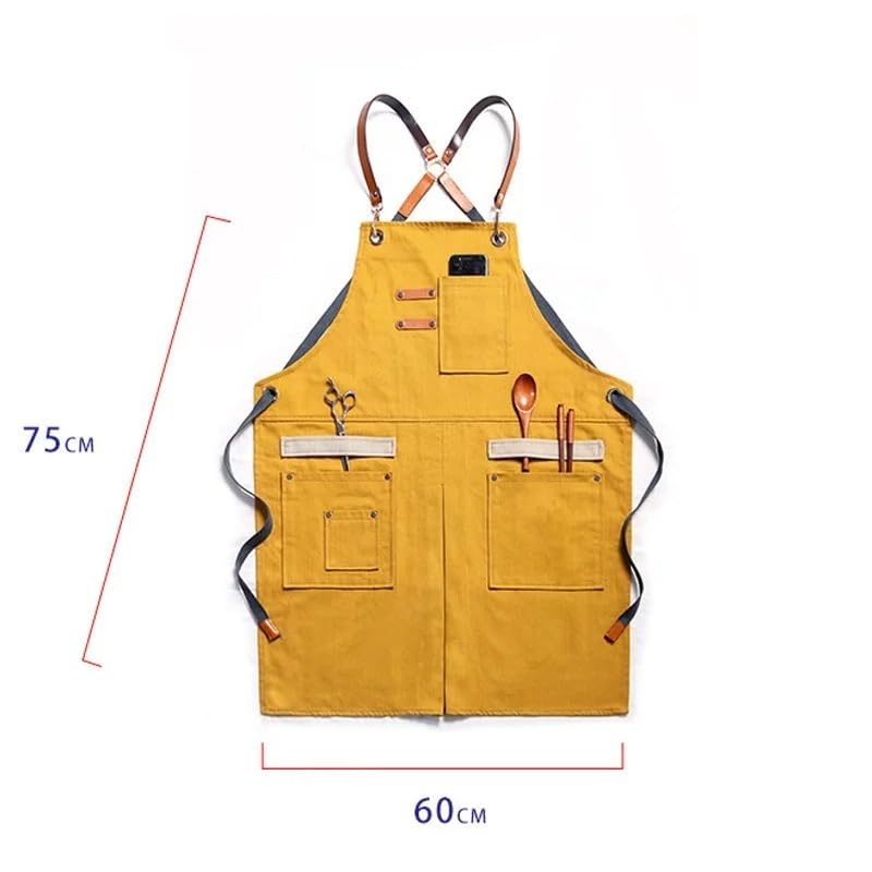 Addensare Denim Grembiule Antivegetativa Barista Parrucchiere Cucina Falegname Pulizia della casa Cottura Grembiule da Lavoro Strumento di Pulizia della casa (Color : Pink)