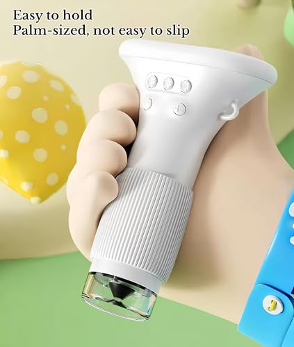 Image of 1000X Portable Digital Microscope, 2MP Macro Handheld Microscope 2.0 Inch IPS Color Screen with 8 LED Lights, Mini Microscope, One Click Photo & Video (White)