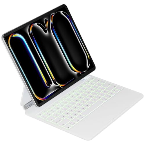 Foeytaody Funda con teclado táctil para iPad Pro de 13 pulgadas 2024 (M4), estilo mágico con retroiluminación de 7 colores, fila de funciones, soporte voladizo flotante de 135° para iPad Pro A2925