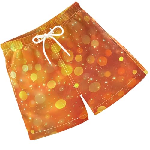 Pigsaly Boys Swim Trunks Bright Sunset Orange Yellow Gradient Flashing Glitter Boys Board Shorts Swimsuit Swimwear XS