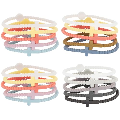 CZFSWT 20Pcs Rubber Cross Bracelets， Silicone Cross Bracelet， Christian Silicone Bracelets Suitable for Daily Combinations and Special Events