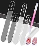 Glass Nail File Buffer with Case - 5PCS Nail Buffer and Nail Shiner Kit Glass Cuticle Pusher Nail Care for Men Women Nail Files for Natural Acrylic Nails Fingernail Files Manicure Tool